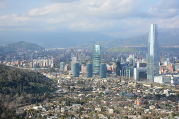 Fototapeta premium sunset and city lights in Santiago Chile