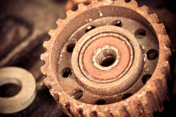 Closeup of metal gears