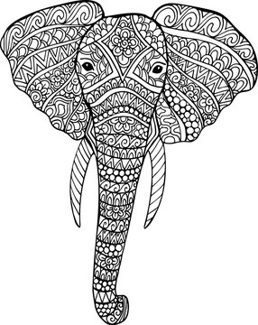 Vector doodle elephant drawing