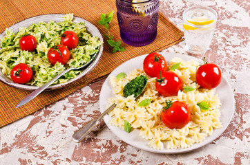 Homemade pasta farfalle
