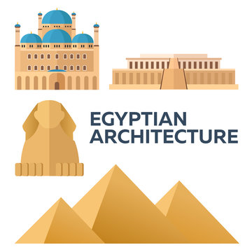 Egyptian Architecture. Modern flat design. 