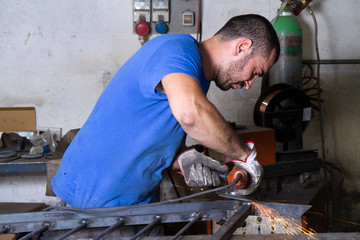 metalworker at work in his workshop