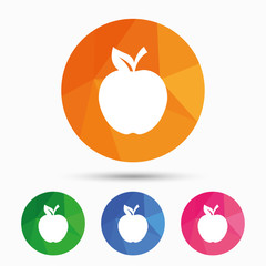 Apple sign icon. Fruit with leaf symbol.