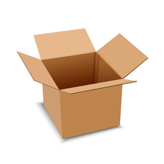 Brown carton delivery packaging box isolated on transparent background vector illustration.