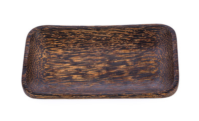 Palm wood dish isolated on white background