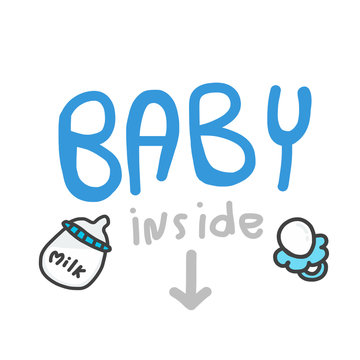 Baby inside word and cartoon illustration