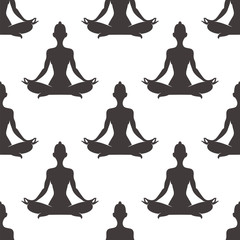 Yoga meditation seamless pattern design vector illustration