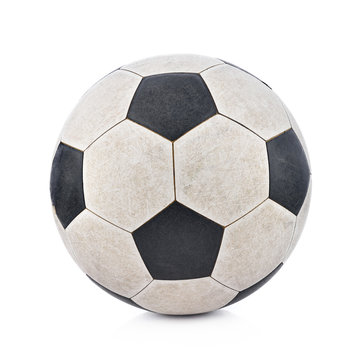 Old soccerball on white background