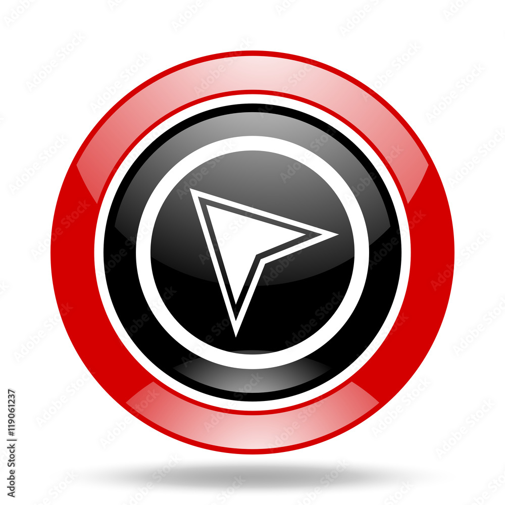 Poster navigation red and black web glossy round icon