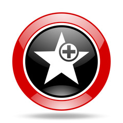 star red and black web glossy round icon