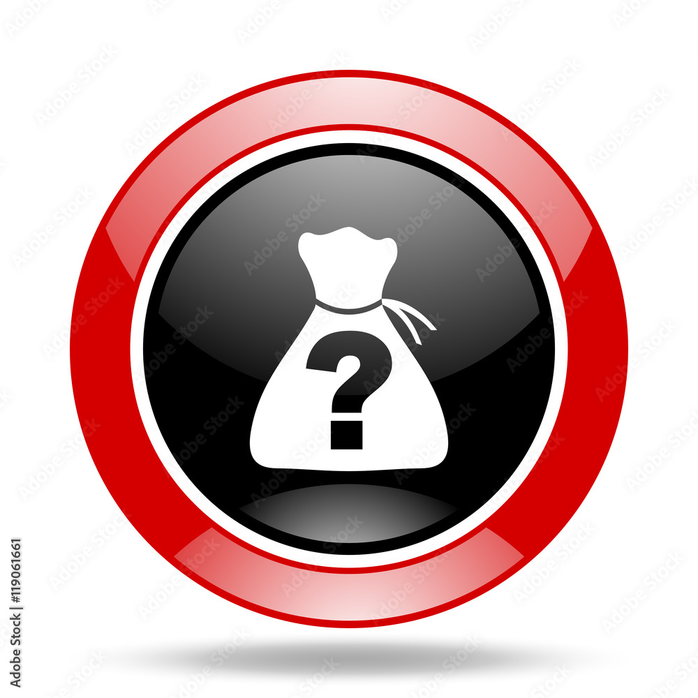 Poster riddle red and black web glossy round icon