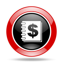 money red and black web glossy round icon