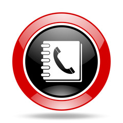 phonebook red and black web glossy round icon