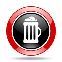 beer red and black web glossy round icon