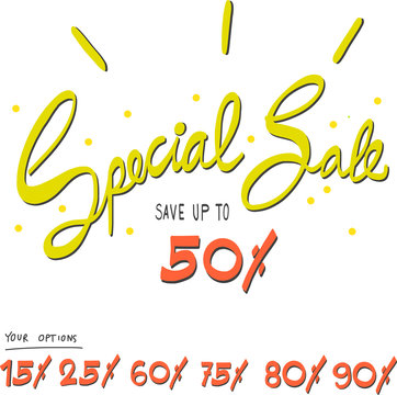 Special sale with percentage word illustration