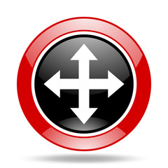 arrow red and black web glossy round icon
