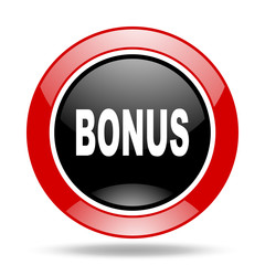 bonus red and black web glossy round icon