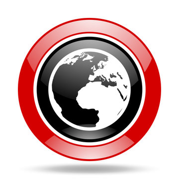 earth red and black web glossy round icon