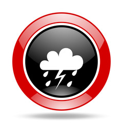 storm red and black web glossy round icon
