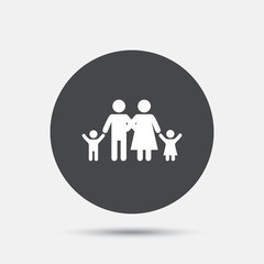Family icon. Parents with children symbol.