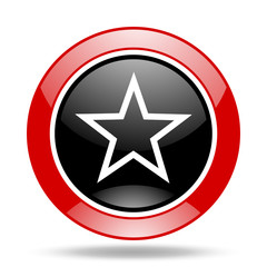 star red and black web glossy round icon