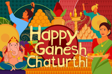 Happy Ganes Chaturthi festival celebration background