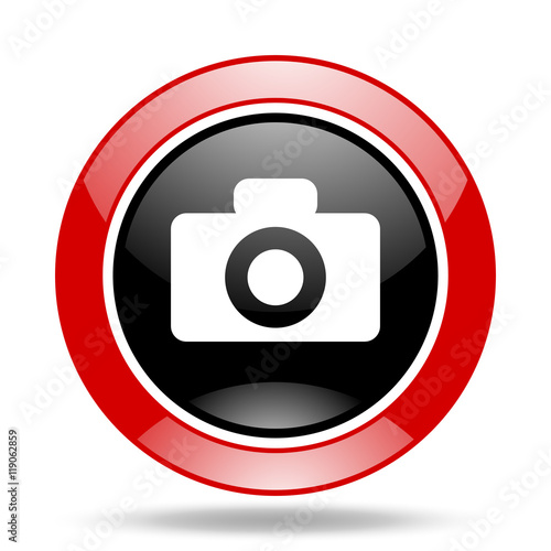 "camera red and black web glossy round icon" Stock photo and royaltyfree images on