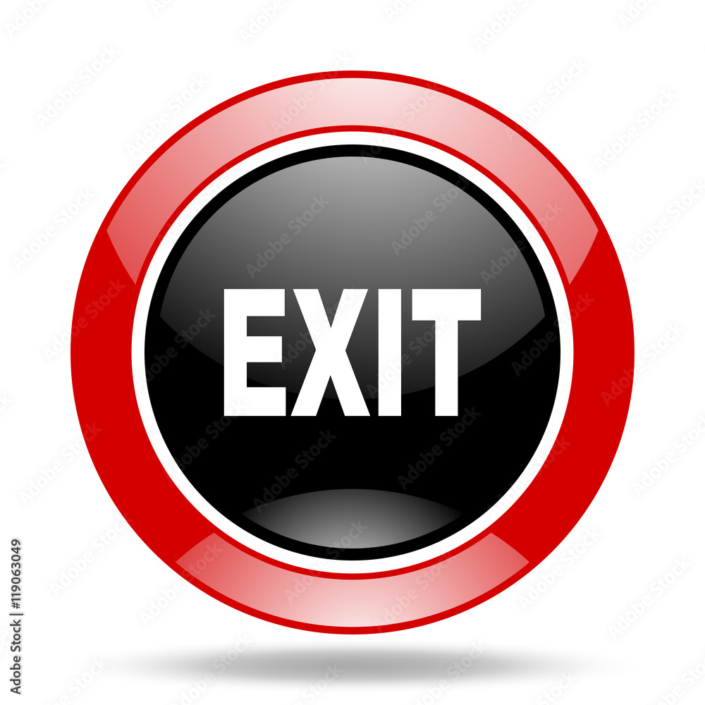 Aufkleber exit red and black web glossy round icon
