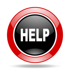 help red and black web glossy round icon