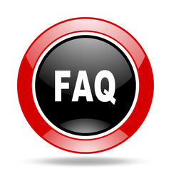 faq red and black web glossy round icon