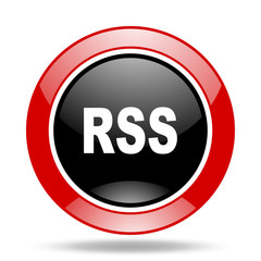 rss red and black web glossy round icon