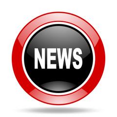 news red and black web glossy round icon
