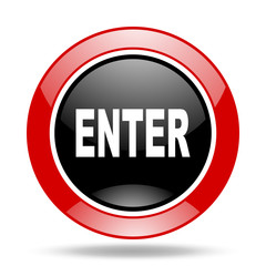 enter red and black web glossy round icon