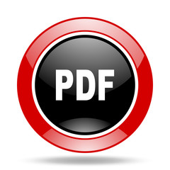 pdf red and black web glossy round icon