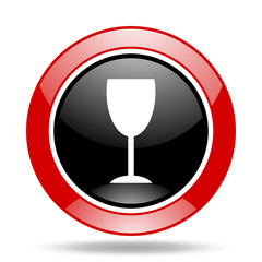 alcohol  red and black web glossy round icon