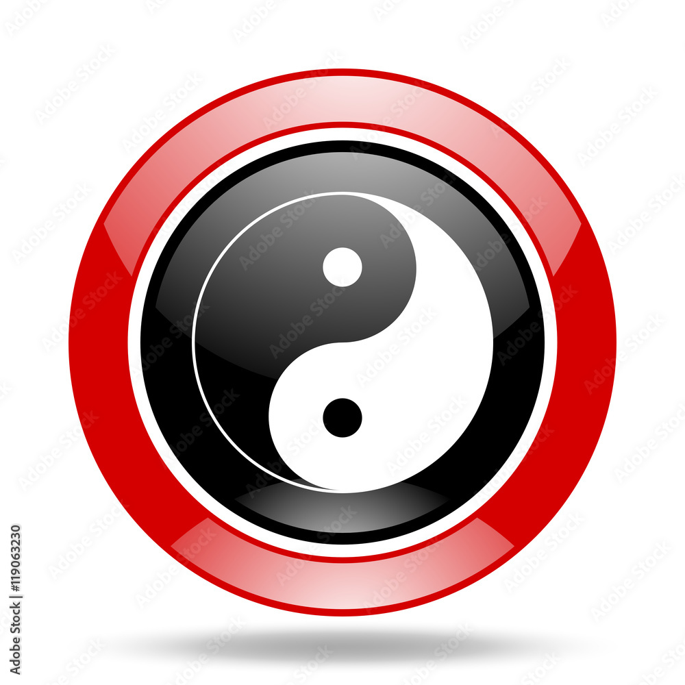 Poster ying yang red and black web glossy round icon