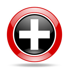 Obraz premium plus red and black web glossy round icon