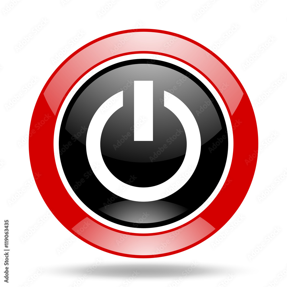 Poster power red and black web glossy round icon
