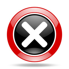 Obraz premium cancel red and black web glossy round icon