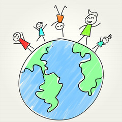 kids and globe concept , vector illustration
