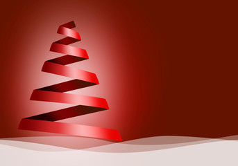 Albero di Natale composto da nastro rosso