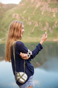 Compass in female hand