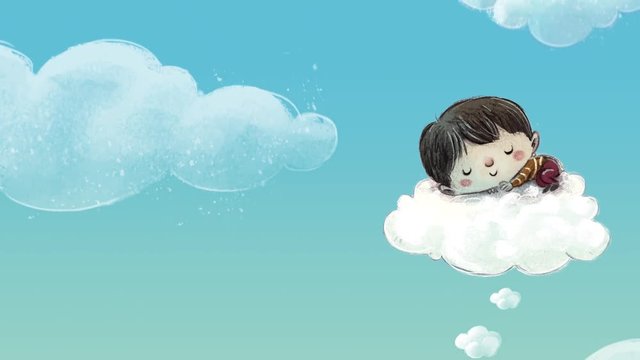 Niño durmiendo en una nube