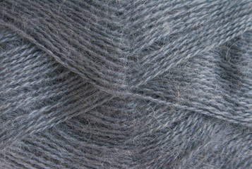 Background of gray wool. Yarn mohair