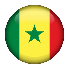 Round glossy Button with flag of Senegal