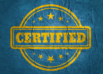 Stamp with certified text over grunge background