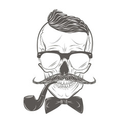 Hipster Skull vector. Gentleman skull