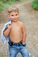 The boy with stylish hairstyle