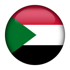 Fototapeta premium Round glossy Button with flag of Sudan