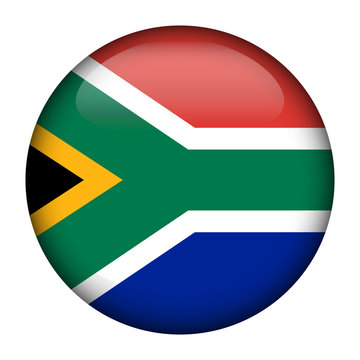 Round glossy Button with flag of South Africa
